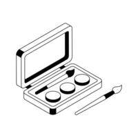 An editable icon of watercolour kit designed in isometric style. vector
