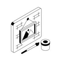 Wall painting icon creatively designed in isometric style. vector