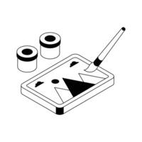 Latest icon of painting designed in isometric style. vector