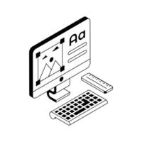 A handy isometric outline icon of text designing. vector