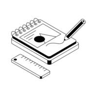 Ready to use isometric outline icon showing sketchpad. vector