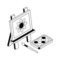 Well crafted isometric icon showing canvas painting. vector