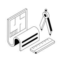 A handy isometric icon depicting drafting icon. vector