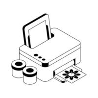 Latest icon of printer technology designed in isometric style. vector