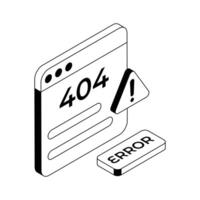 Visually appealing isometric outline icon of 404 error. vector