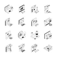 Get premium collection showing graphic designing and painting isometric icons, vector
