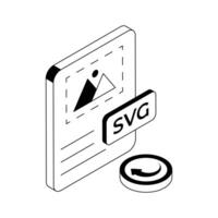 Trendy isometric outline icon showing svg format. vector