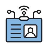 An editable line icon depicting smart id card with signals vector