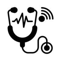 Check out our premium glyph style icon of online healthcare checkup vector
