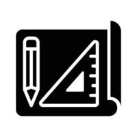 A captivating glyph style icon depicting architectural plan with ruler pencil vector