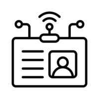 An editable line icon depicting smart id card with signals. vector