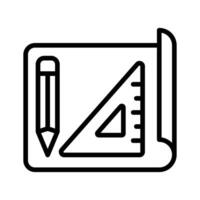 A captivating line style icon depicting architectural plan with ruler pencil. vector