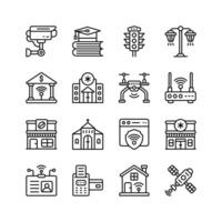 Latest Collection of Smart City Outline Style Icons, vector