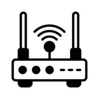A well designed glyph style icon of wifi router. vector
