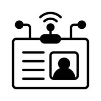 An editable glyph icon depicting smart id card with signals. vector