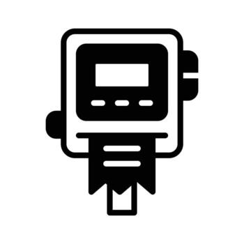 Easy to edit glyph style icon showing invoice printer. vector