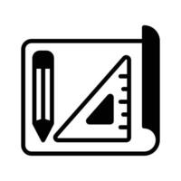 A captivating glyph style icon depicting architectural plan with ruler pencil. vector