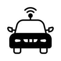 A customizable glyph style icon depicting smart car with signals. vector