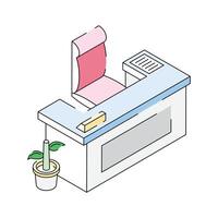 Office table with a chair, icon designed in isometric style vector