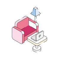 Check out modern isometric icon showing workspace furniture vector