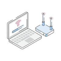 A well designed isometric outline icon of laptop internet vector
