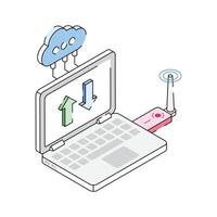 Latest icon of cloud transfer technology designed in isometric style vector