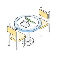 Easy to edit isometric icon showing meeting table with chairs vector