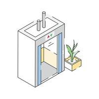 Premium isometric outline icon showing office elevator door vector