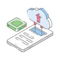 Cloud upload icon creatively designed in isometric style vector