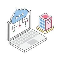 An icon of cloud computing designed in isometric style vector
