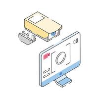 Here is an amazing isometric icon of cctv monitoring system vector
