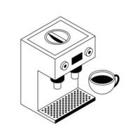 Easy to use isometric outline icon of coffee machine. vector