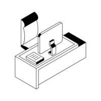 Well crafted isometric style icon of office desk computer. vector