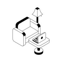 Check out modern isometric icon showing workspace furniture. vector
