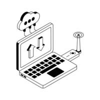 Latest icon of cloud transfer technology designed in isometric style. vector