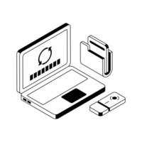 Get this amazingly designed laptop backup isometric icon. vector