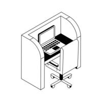 Latest icon of worker desk designed in isometric style. vector