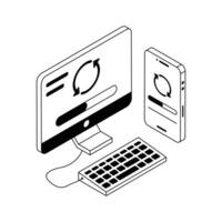 An editable icon of data backup designed in isometric style. vector