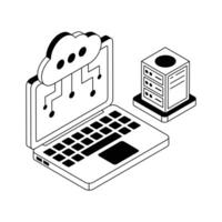 An icon of cloud computing designed in isometric style. vector