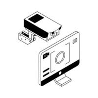 Here is an amazing isometric icon of cctv monitoring system. vector