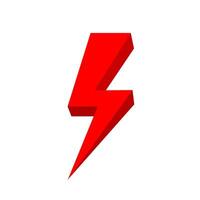red thunder icon isolated on white background, thunder storm symbol red flat lay, clip art thunder, 3d thunder red for logo vector