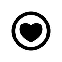 heart shape icon simple in circle black, heart symbol for button graphic, passion or romantic icon, heart shape element sign for valentine's day and wedding card, happy love symbol vector
