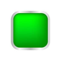 button square shape green for buttons games play isolated on white, green modern 3d buttons simple and convex, square button green flat style icon sign for applications, buttons square vector
