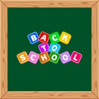back to school text on blackboard school for banner background, lettering back to school on chalkboard frame for alphabet writing, banner ad blackboard green for copy space and wooden frame brown vector