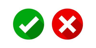 checkmark and x or confirm and deny circle icon for apps and websites symbol, icon checkmark choice, checkbox button for choose, circle answer box for checklist, approval check sign button vector