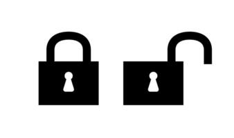 padlock black in locked and unlocked isolated on white, black padlock for clip art, key lock shape for icon cute, icon of key lock and unlock key vector