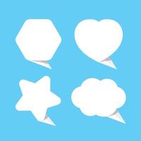 cute speech bubble paper white isolated on light blue, paper star shape, heart shaped, hexagon and cloud speech bubble white color for copy text vector