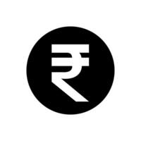 rupee currency coin black for icon isolated on white, rupee money for app symbol, simple flat rupee money, currency digital rupee coin for financial concept vector