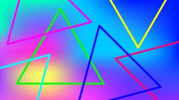colorful light beam with triangle line shape for background, night light effect with colorful background, geometric triangle LED light be bright, neon light beam triangle shape for wallpaper graphics vector