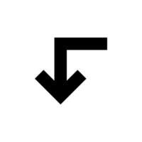 arrow pointing down, download button isolated on white, simple arrow for icon flat line, black arrow down direction, arrow sign of next download and upload vector